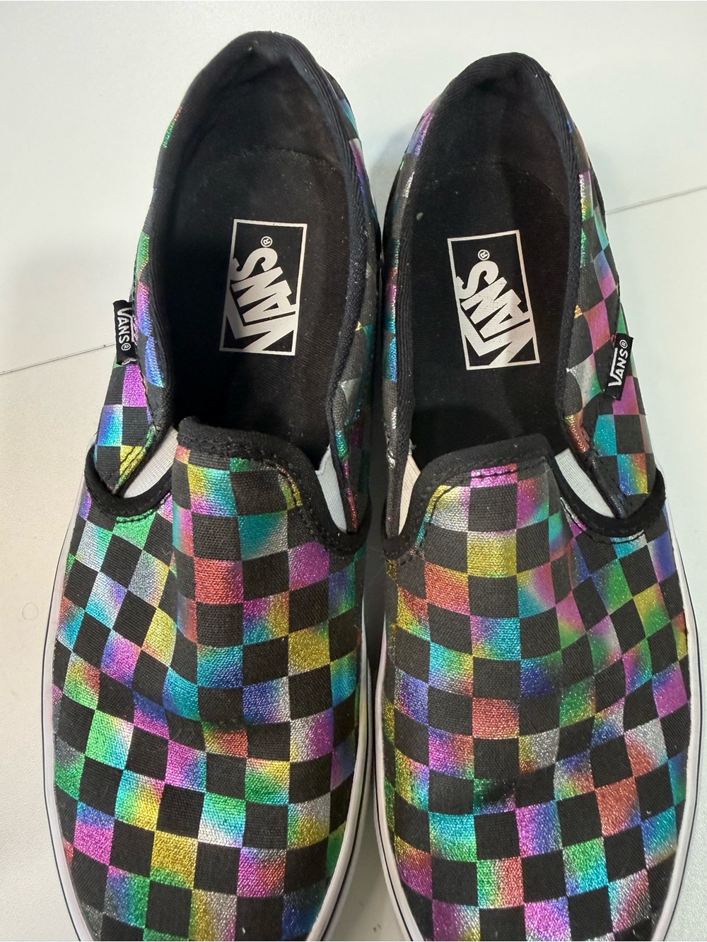 Vans Holographic Checkerboard Slip-On Sneakers - Black Multi - Picture 5 of 6